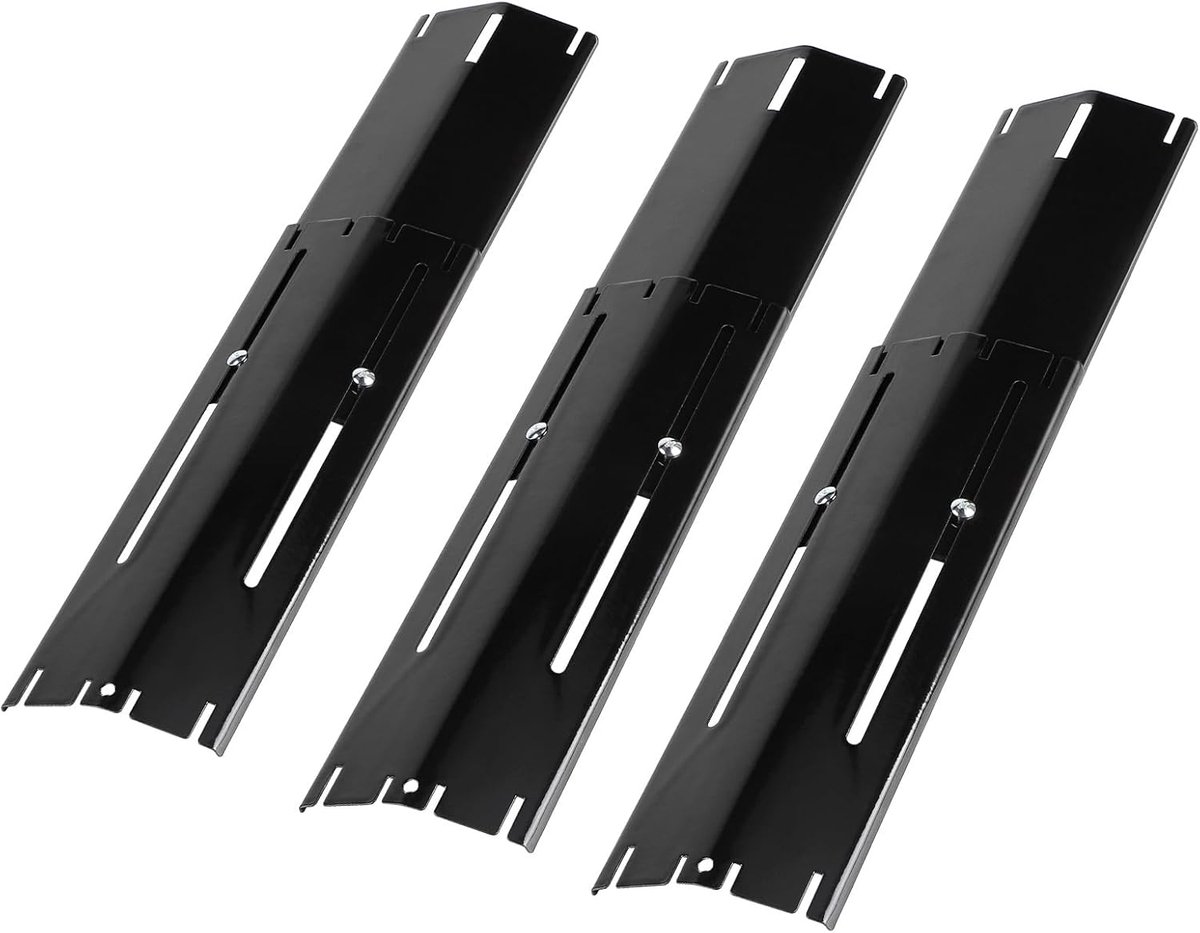 SnelShoppen - 3 x Warmteverdeler Vervangonderdelen voor Gasgrill 29.7 - 53.3 cm, Universele Verwarmingsplaten van 430 RVS, Zwart voor Tuin, Kamperen e