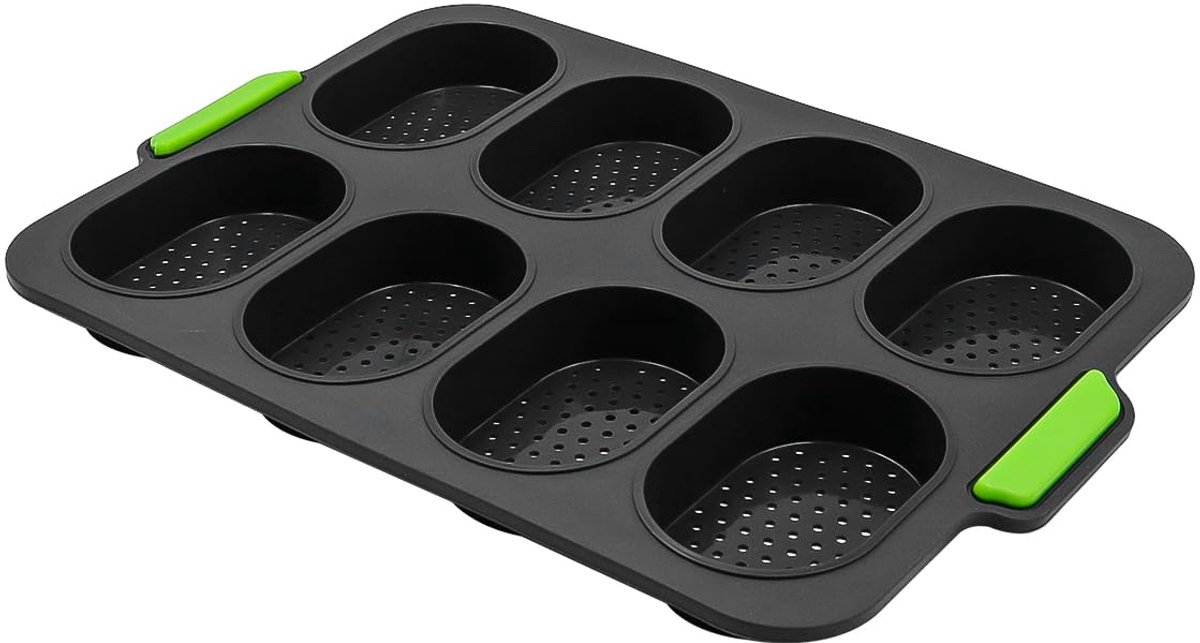 SnelShoppen - Silicone Bakvorm voor Baguette met 8 Compartimenten - Hoogwaardige Voedselveilige Silicone - Niet Plakkerig - Duurzaam en Flexibel - Ide