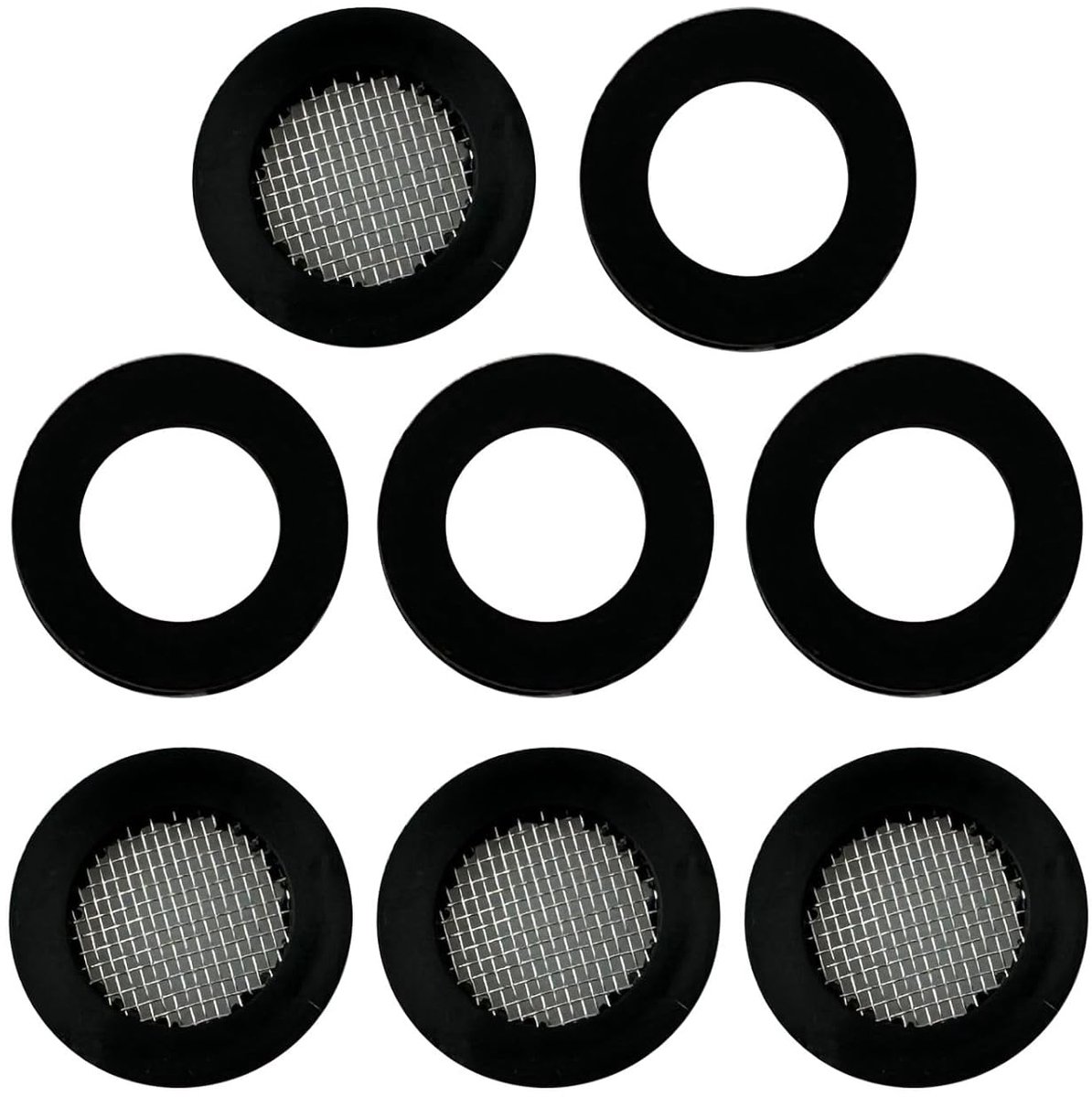 SnelShoppen - Set van 4 3/4 inch douchekopfilter afdichtringen en 4 rubberen wasmachines, voorkomt lekkages, waterbesparing, zwart, voor douchekop, ha