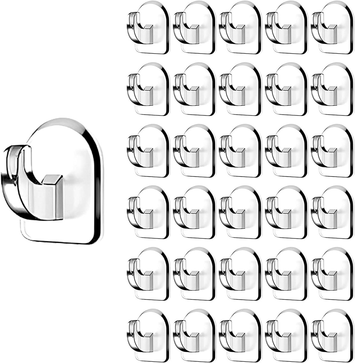 SnelShoppen - 30 Transparante Zelfklevende Wandhaken Extra Sterk Herbruikbaar Multifunctioneel Handdoekhaken Acryl Kledinghangers