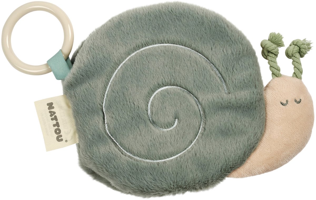 Nattou LouLou Activiteitenboek Dieren - Knisperboekje Baby - Baby Speelgoed - 15 cm - Groen - Beige - Ecru