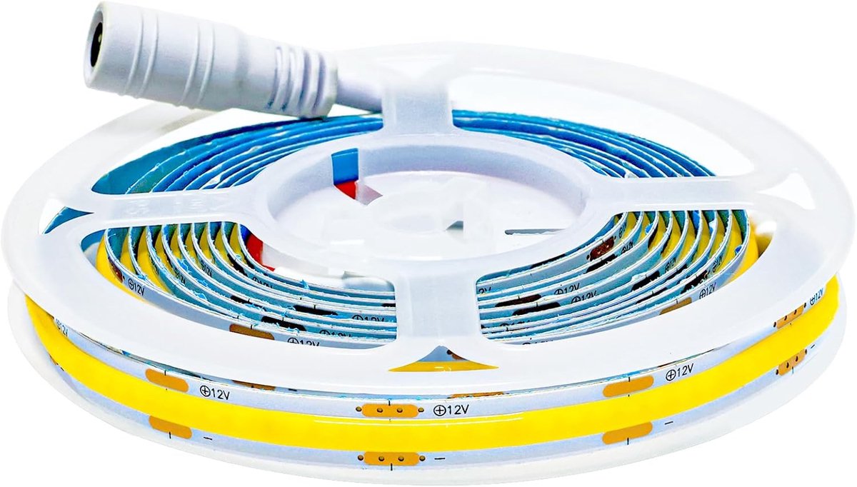 LED Strip, 12V COB Band 2 Meter White 6000K 320LEDs/Meter Neon Light, Flexible LED Light Strip with DC Plug for Party - ShopVlot