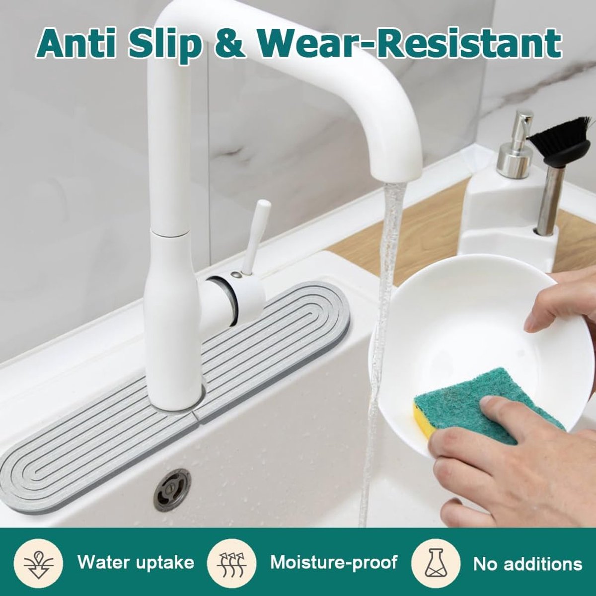 SnelShoppen - Diatomiet Drainmat Keuken, Antislip Vaatmat voor Gootsteen, Waterabsorberend, Slijtvast, Ideaal voor Badkamer en Keuken