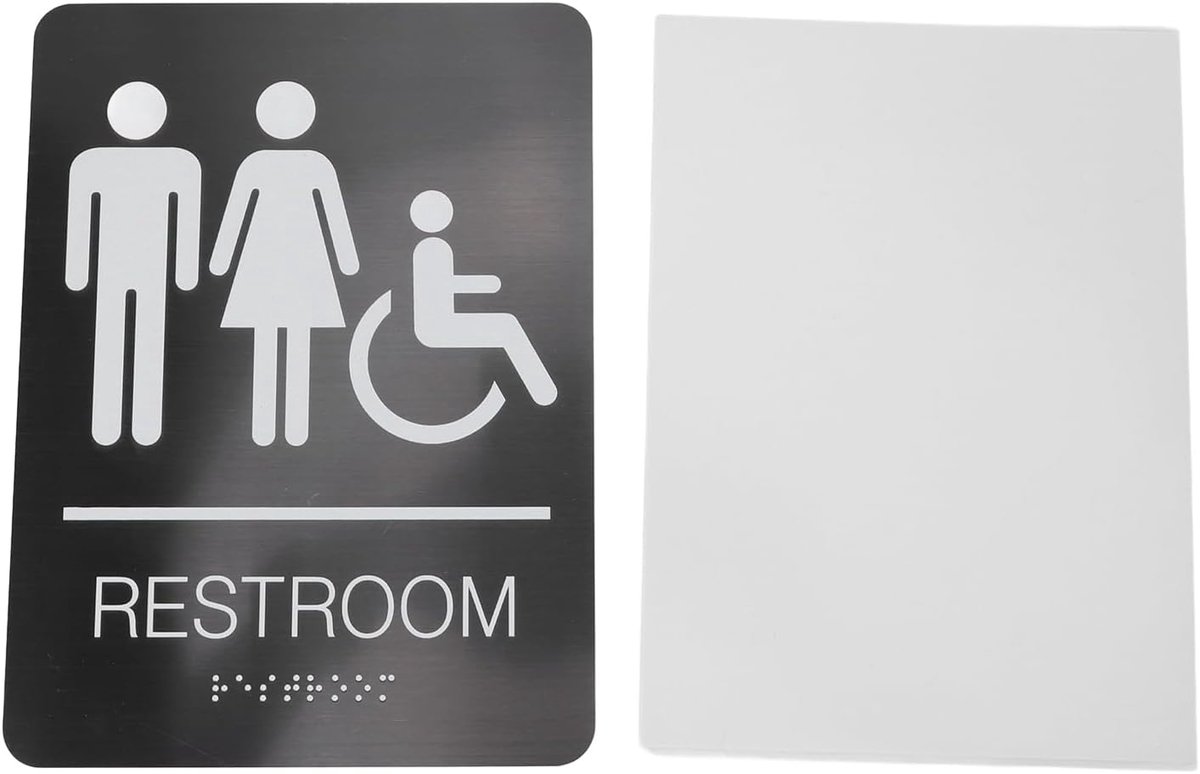 SnelShoppen - Toiletsignaal voor badkamer, zelfklevend toiletbord, deur signage, roestvrij staal, verhoogde tekst, braille, gehandicapten, toiletplaat