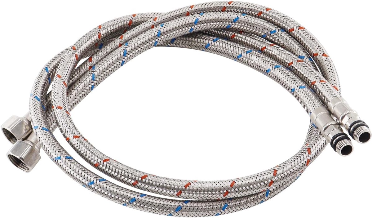 2 Pcs Flexible Hose, 80 cm, G3/8 Inch Female, M10 Male Connection Hose Fixture, Stainless Steel Armor Hose, Tap Hose - ShopVlot