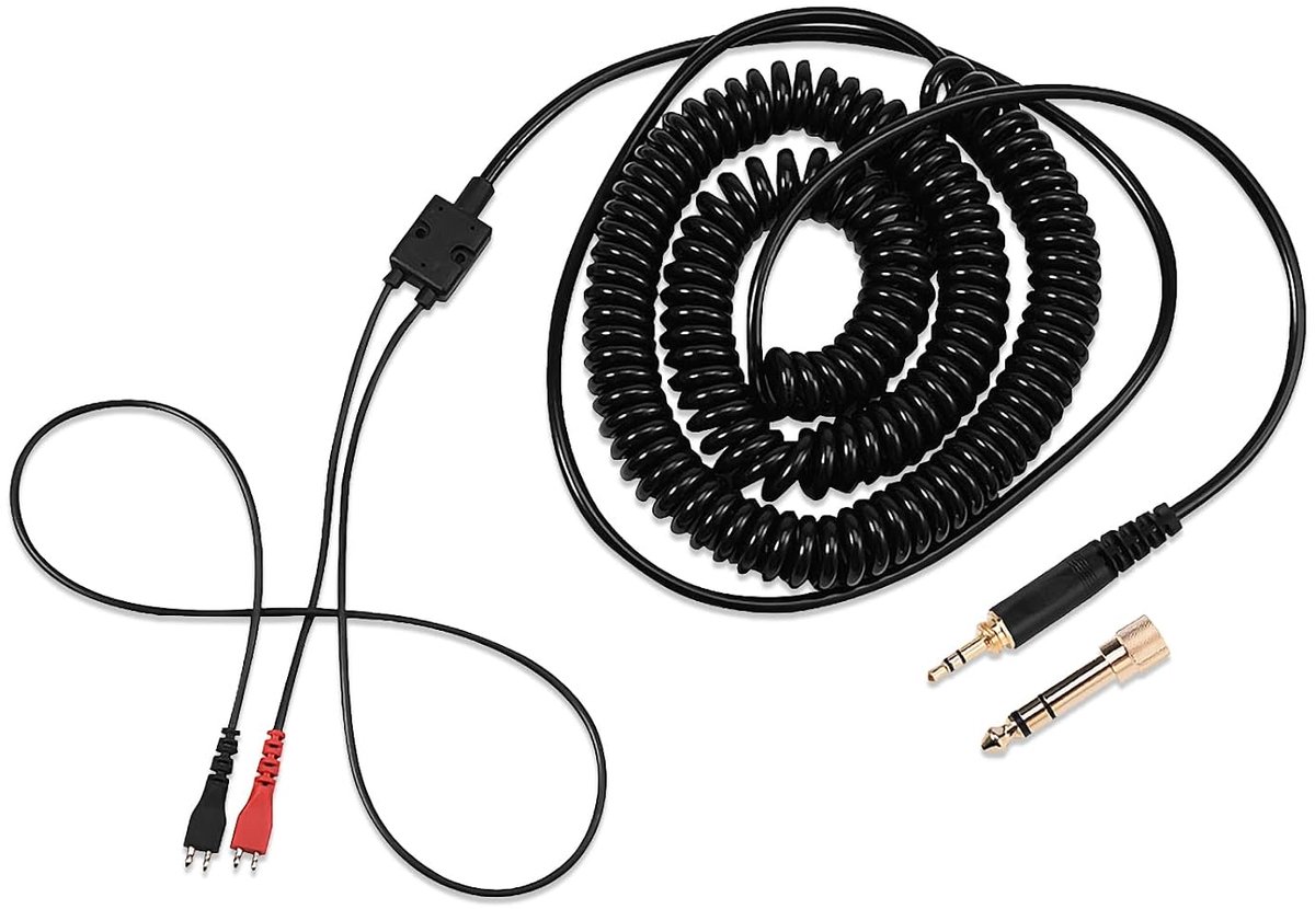 SnelShoppen - Vervangende Headphone Earphone Kabel met Spiraalvormige Veerkabel, 3.5mm en 6.5mm Koper Pluggen, Voor HD25/560/540/480/430 Oordopjes, Ho