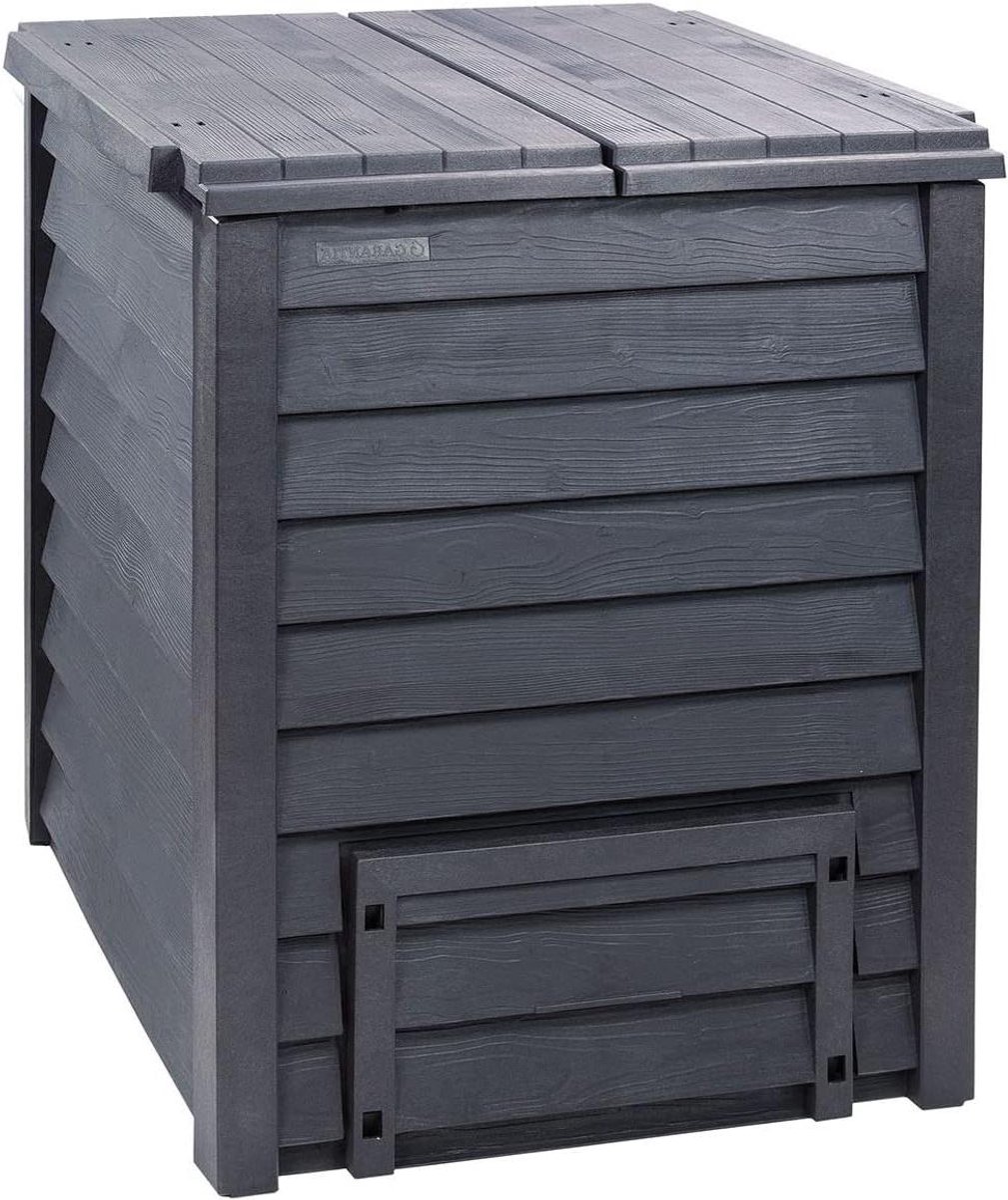 Compostbak Tuin - GFT Bak - Afval Verwerken - Echte Hout Look - 400 Liter - Antraciet Bruin