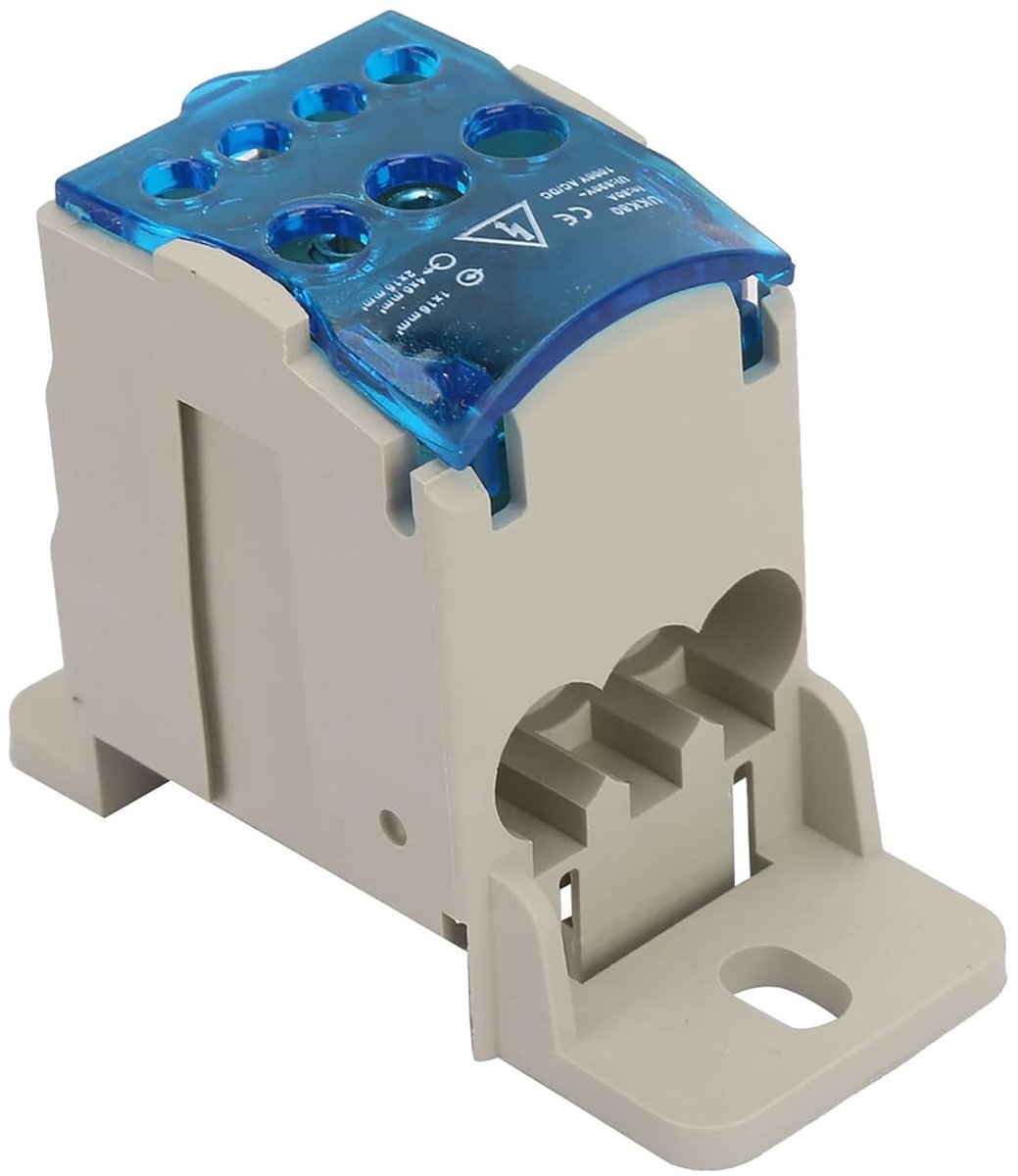 SnelShoppen - Distribution Terminal Block UKK - 80A DIN Rail Aansluitblok Elektrische Draadverbinder Universele Voedingsdoos met Beschermkap