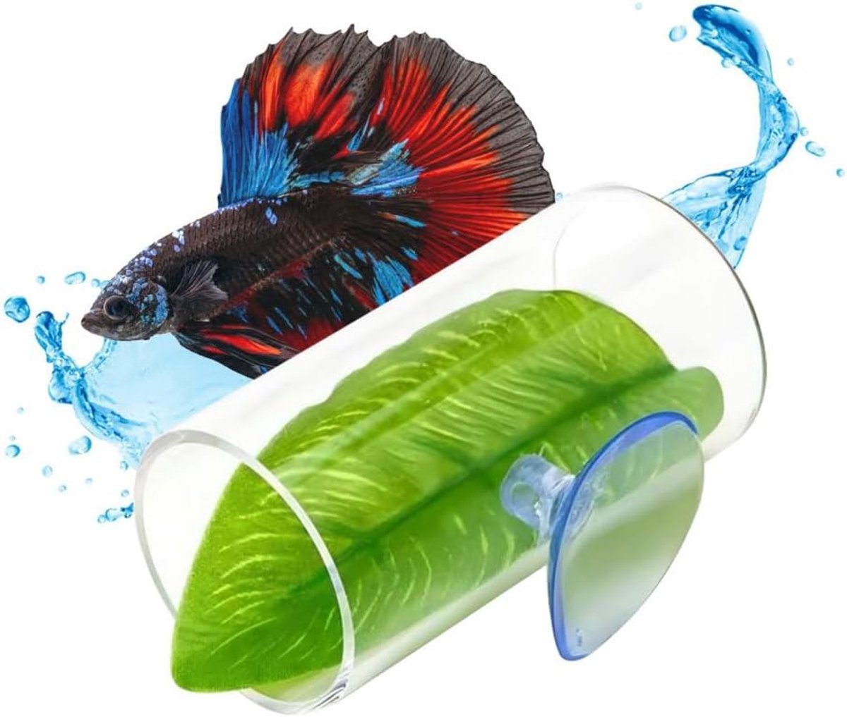 SnelShoppen - Betta Shelter Hideaway, Acryl Vis Garnalen Habitat met Zuignappen, Tunnelvorm voor Kleine Vissen, Decoratie voor Aquariums, Transparant,