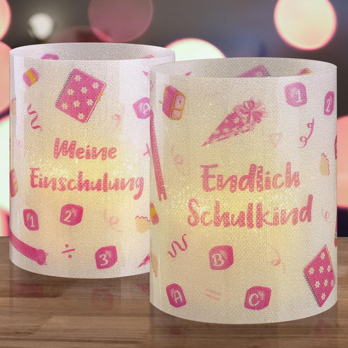SnelShoppen - Kesote Tafeldecoratie Lantaarn voor Eerste Schooldag Meisjes - 8 Lantaarns voor Theelichtjes - Roze - Perfect voor Terug naar School Fee