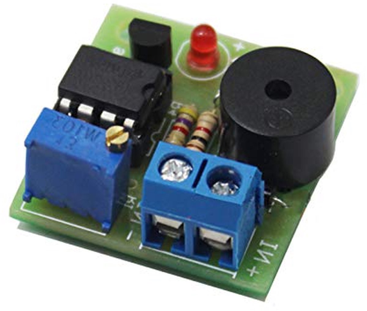 Batterij Laag Alarm - Spanning Monitor - Batterij Bescherming - Geluids- en Lichtalarm - 30x30mm - Groen