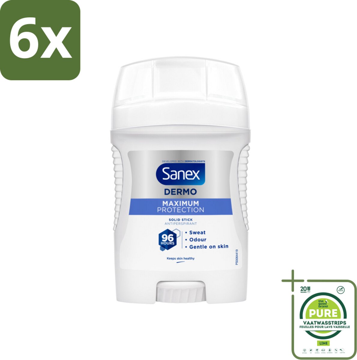 Sanex – Deodorant Stick – Maximum Protection 96H – 50 ml - Voordeelverpakking - 6 stuks - Anti-transpirant stick - 96 uur bescherming