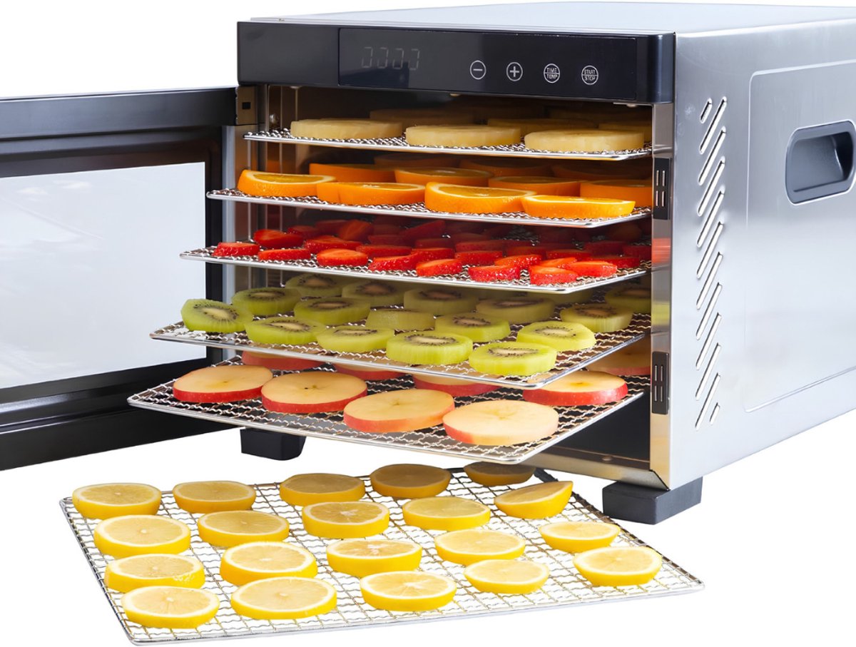 Lìon® Voedseldroger - Dehydrator - Droogautomaat - Zilver - 45cm x 34cm x 21cm