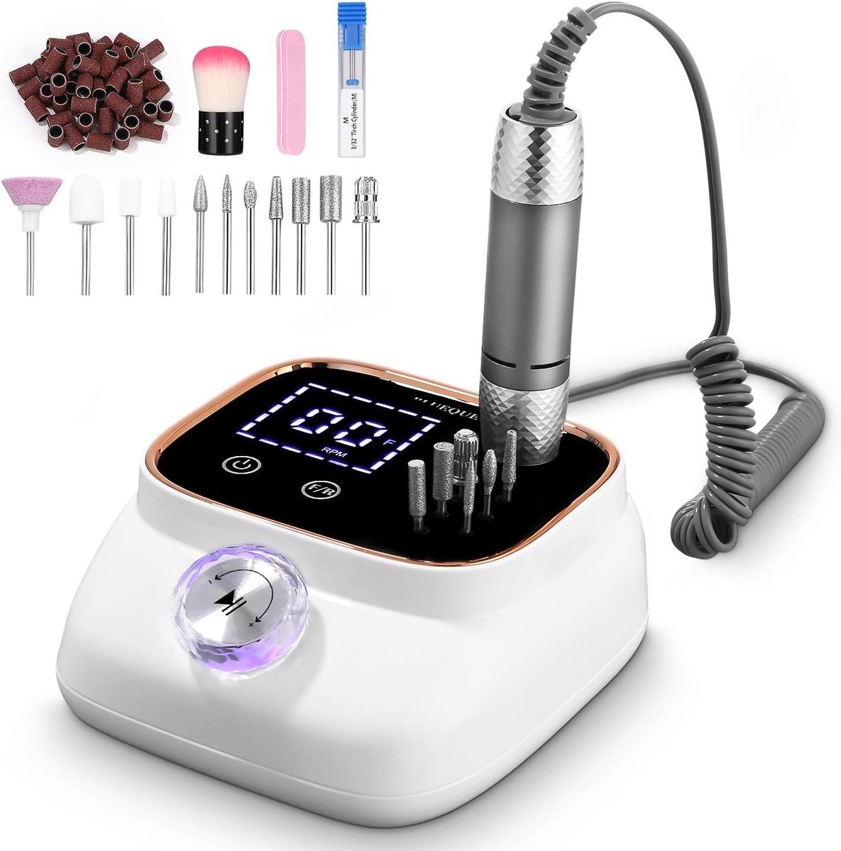 Elektrische Nagelfrees - Nagelvijl Machine - Manicure Pedicure - 45000 Tpm LCD - Compact Lichtgewicht - Zilver
