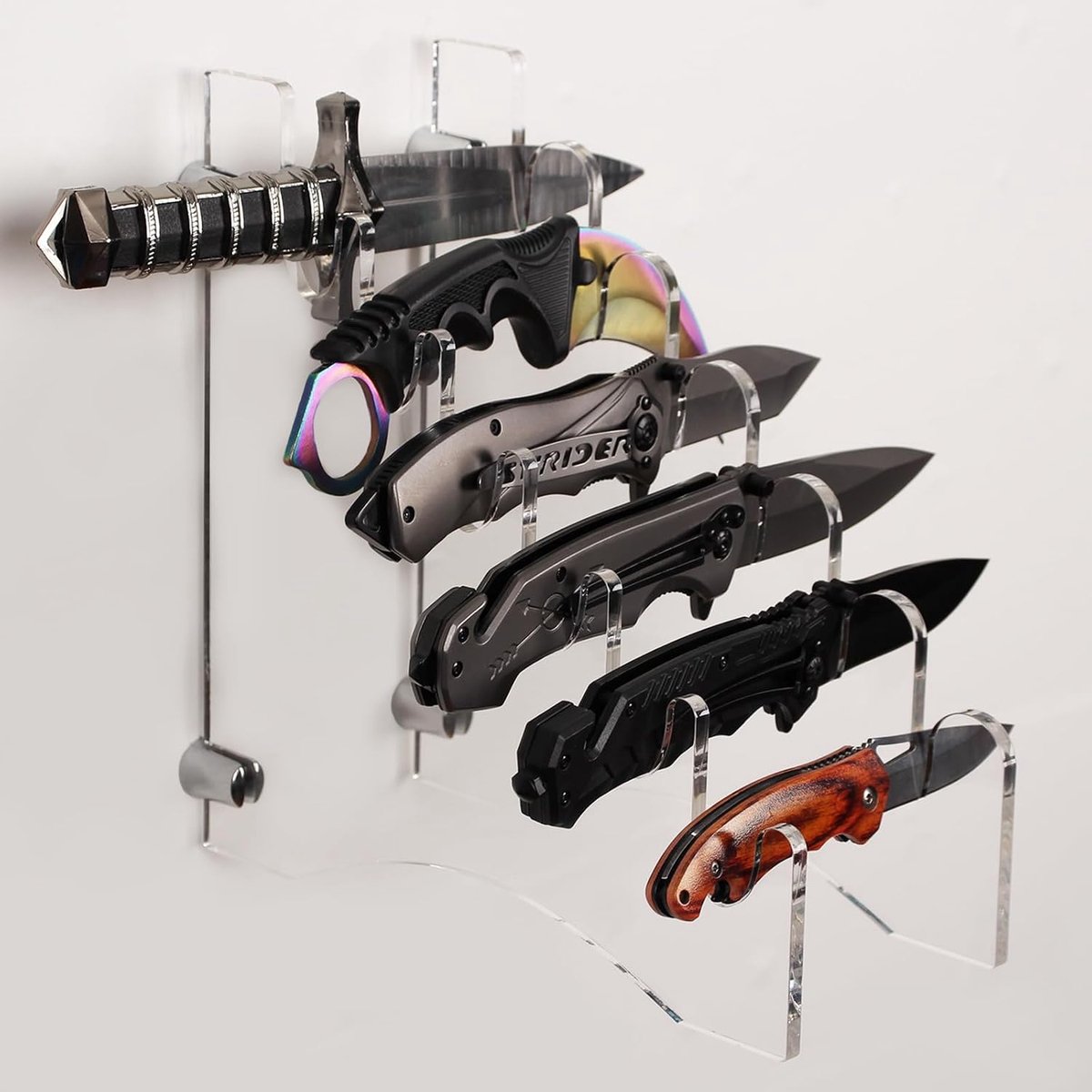 SnelShoppen - Knife Rack Display Stand - Acryl Snijplank Houder voor 6 Messen - Transparante Keuken Organizer voor Messen - Unieke Design - Hoogwaardi