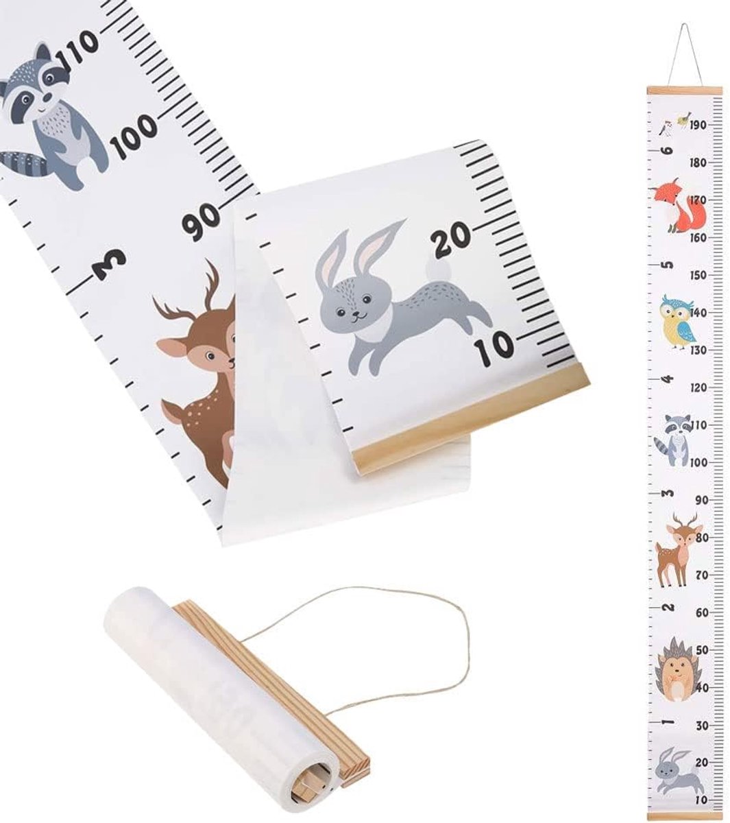 SnelShoppen - Hoogte Meetlat Canvas met Houten Hanghouder voor Slaapkamer Babykamer Wanddecoratie, Waterdicht, Duurzaam, 5 cm Startpunt, Perfect voor