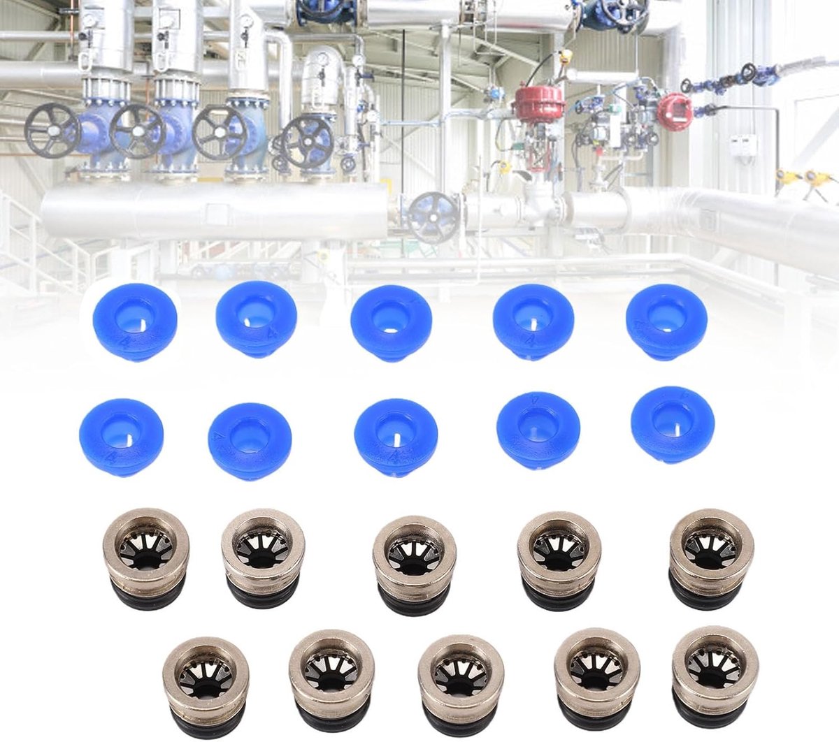 Pneumatische valvekoppen set - 10 stuks - inclusief blauwe doppen - eenvoudig te installeren - ShopVlot