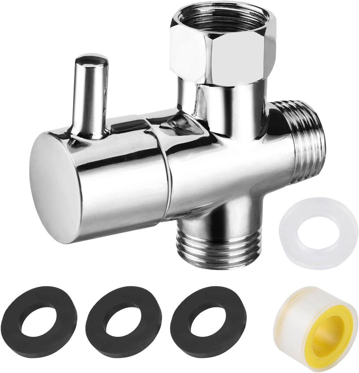 SnelShoppen - 3-weg omstelklep 1/2 inch, schakelkraan douche G 1/2 inch, diverter kleppen, solide messing doucheadapter, 3-weg klep voor douche systee