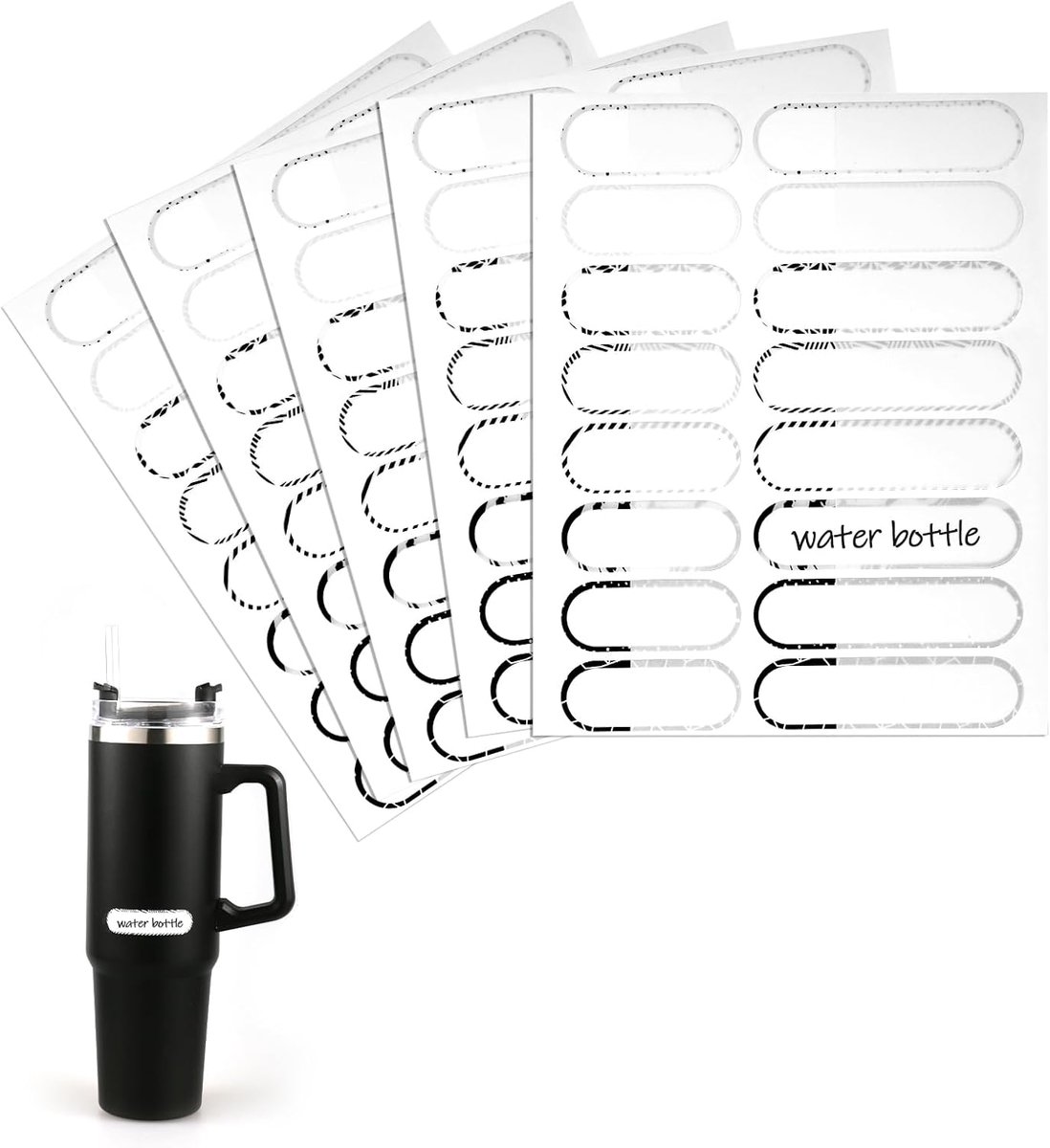 SnelShoppen - 80 Stuks Waterproof Labels - Universele Flesstickers - Naamlabels voor Waterflessen en Voedselcontainers - Geen Resten - Duurzaam Vinyl