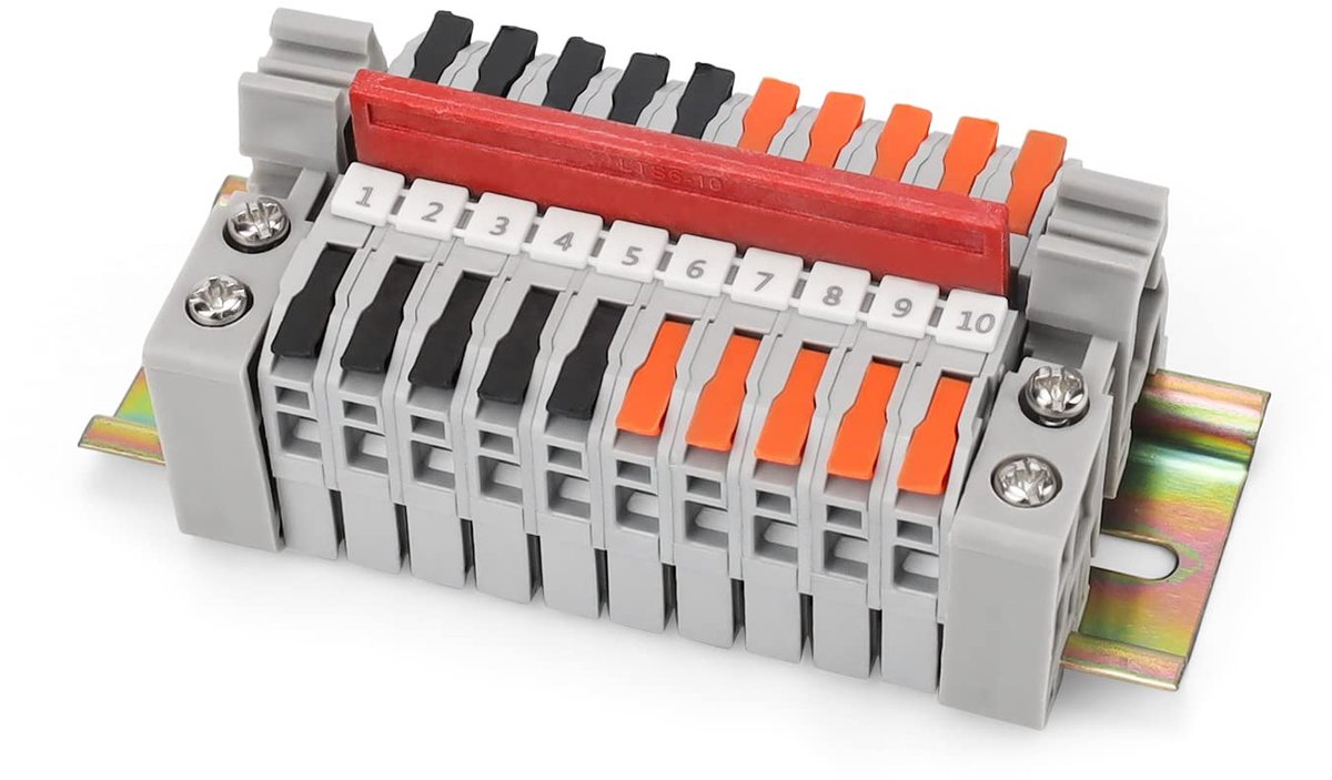 SnelShoppen - Pack van 10 DIN Rails Terminal Blokken, Elektrische Aansluitblokken, Grijs, 0.5-2.5 mm², Snelle Bedrading met DIN Rail voor Nauwkeurige