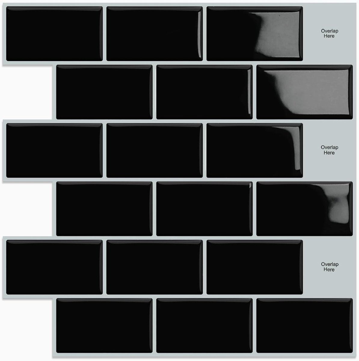 SnelShoppen - Zelfklevende Tegels Keuken 3D Zwart Wandtegels Muurstickers 30.5 x 30.5cm Voor Keuken, Badkamer, Wanddecoratie