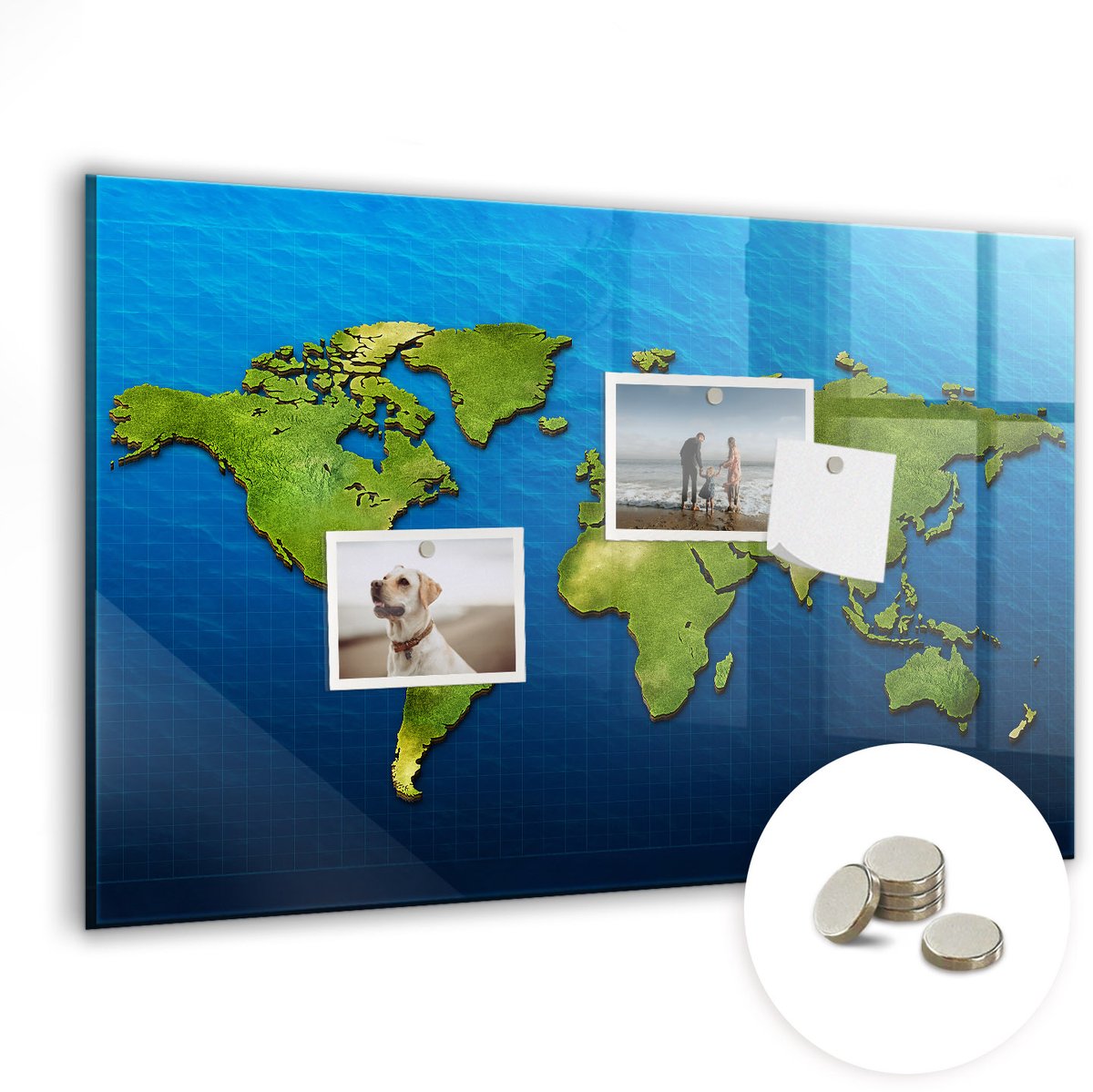 Coloray Glazen Magneetbord - Magnetisch Bord Wereldkaart - 60x40 cm - Groente Magneetbord - Magnetic Board - Magneetbord Design