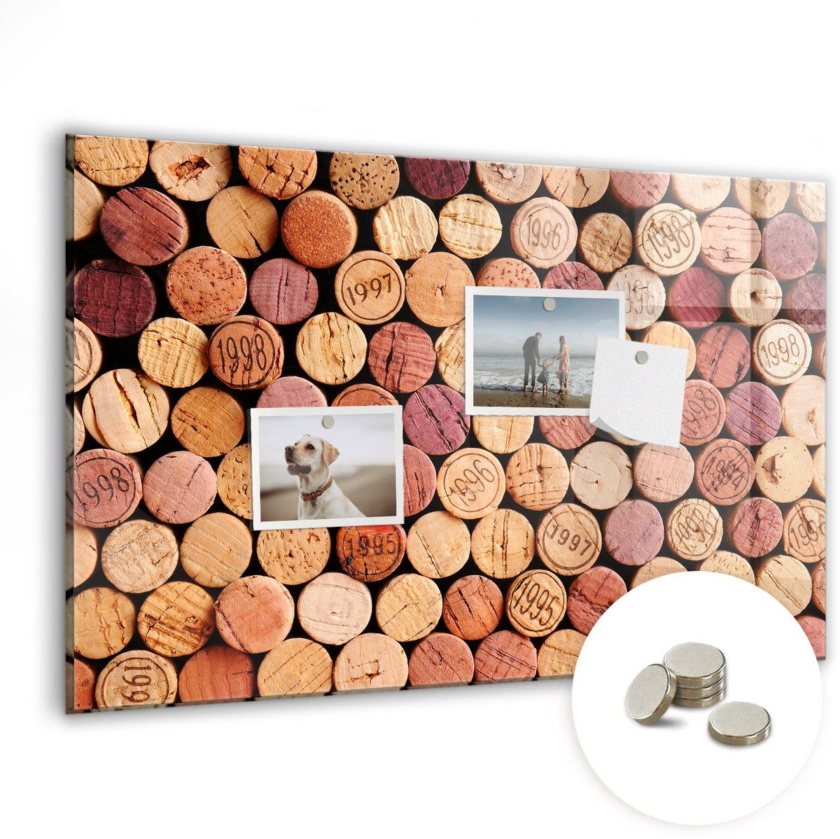 Coloray Glazen Magneetbord - Magnetisch Bord Wijnkurken - 60x40 cm - Bruin Magneetbord - Magnetic Board - Keuken Decoratie