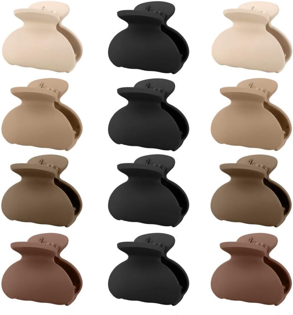 SnelShoppen - 12 Stuks Haarclips - Non-Slip Klauwclip - 4 Cm - Bruine Haaraccessoires - Geschikt voor Dames en Meisjes - Perfect voor Halfopsteken