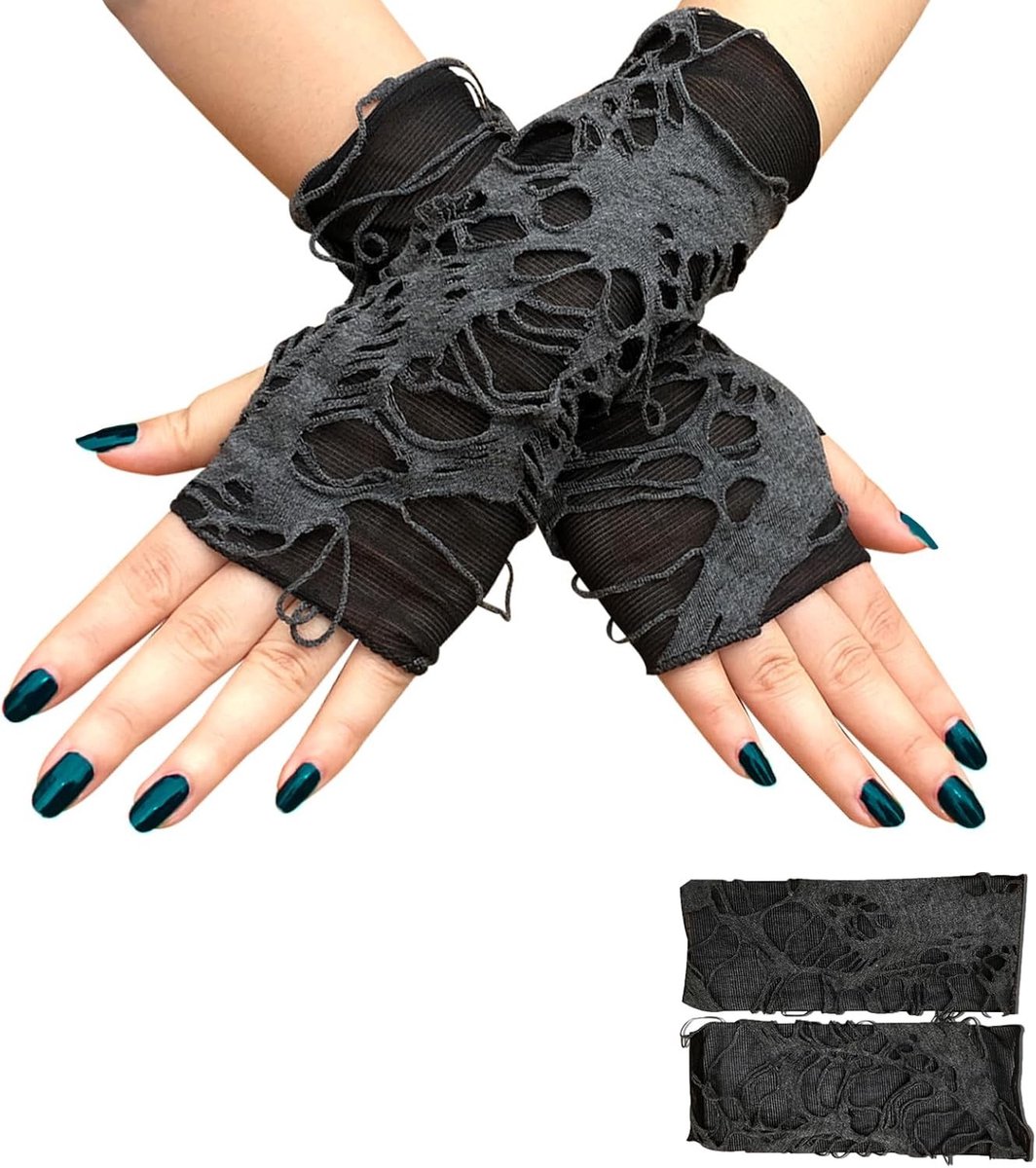 Gothic Spider Web Handschoenen voor Halloween, Vrouwen Armwarmers, Emo Voodoo Make-up Accessoires, Punk Kostuum Handschoenen voor Feestjes en Themapartijen