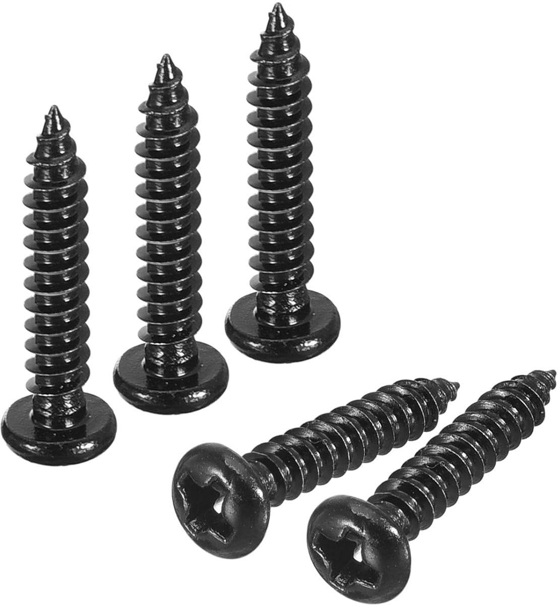 SnelShoppen - 100 Stuks 3mm x 16mm Phillips Hoofd Zwenkkop Zelftappende Schroeven - 304 RVS Ronde Hoofd Houtschroeven Voldraad (Zwart)