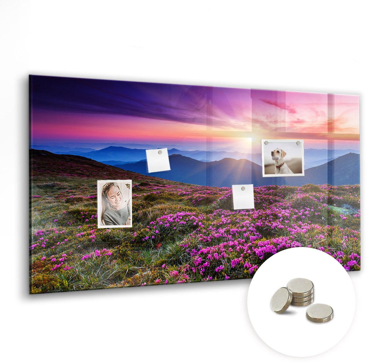 Coloray Glazen Magneetbord - Magnetisch Bord Wereldkaart van het bord - 120x60 cm - Veelkleurig Magneetbord - Magnetic Board - Magneetbord Design
