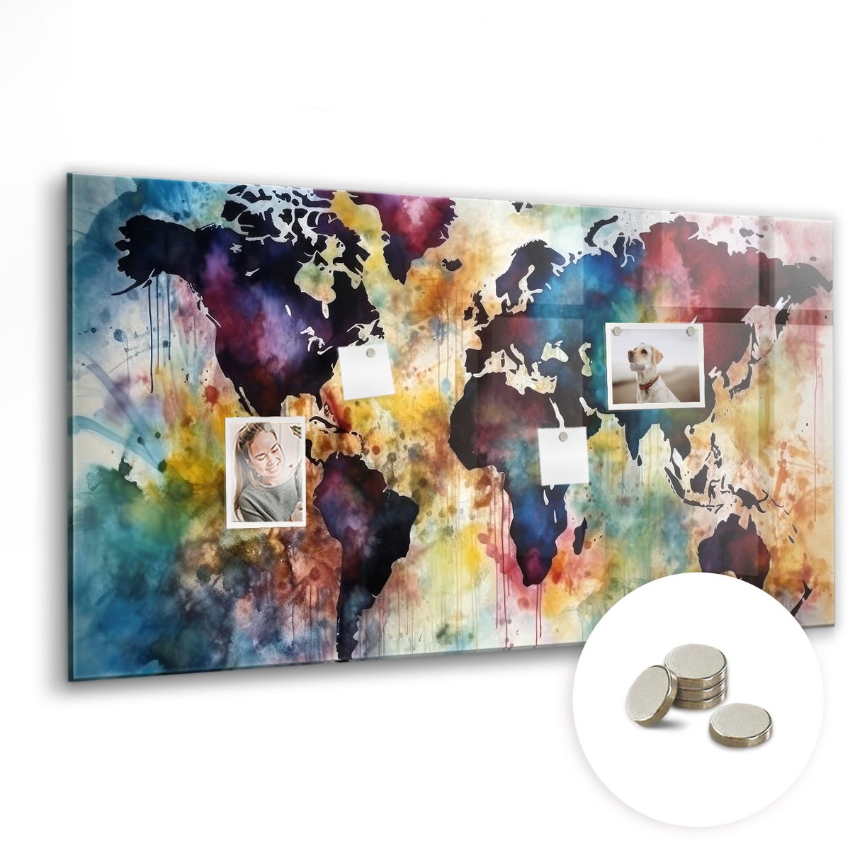 Coloray Glazen Magneetbord - Magnetisch Bord Abstracte boom - 120x60 cm - Veelkleurig Magneetbord - Magnetic Board - Woonkamer Decoratie