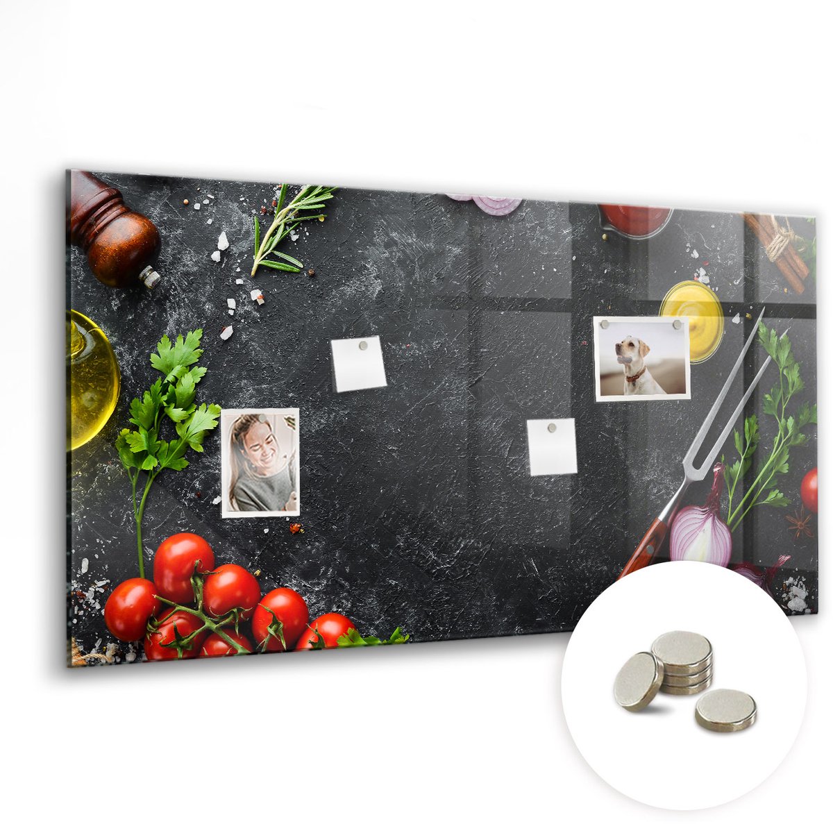 Coloray Glazen Magneetbord - Magnetisch Bord Gemorste kruiden - 120x60 cm - Veelkleurig Magneetbord - Magnetic Board - Keuken Decoratie