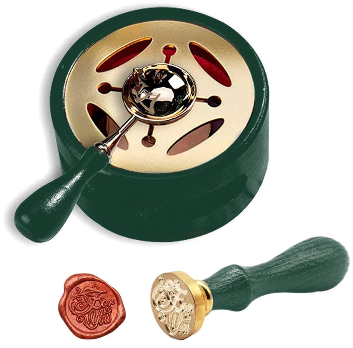 Waxseal Heater voor Oven - Donkergroen - Inclusief smeltlepel en persoonlijke zegelstempel - ShopVlot