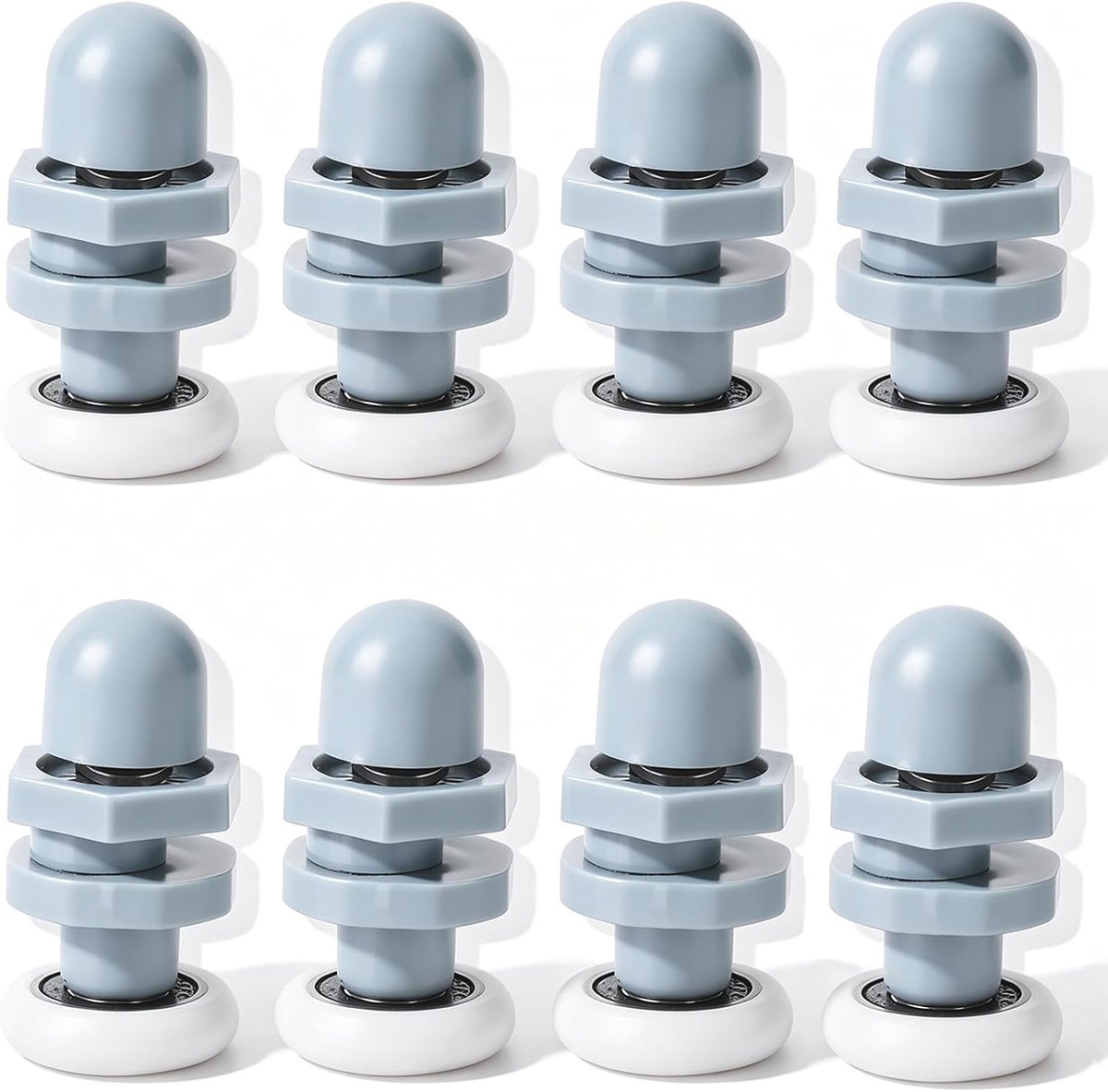 SnelShoppen - 8 Stuks Douchedeur Rollen, Vervangingswielen voor Glazen Schuifdeur, Stille Glijders, 20mm, Hoogwaardige Kunststof, Ideaal voor Badkamer