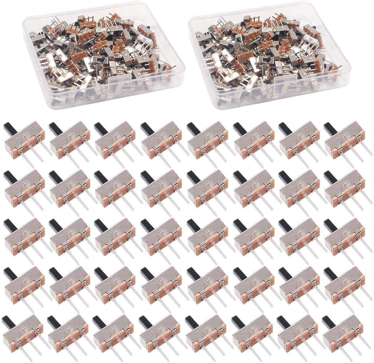 400 Stuks 2 Standen SPDT 1P2T 3-polig Mini Verticale Schuifschakelaar voor Paneel, 6 mm, Voor Elektronische Toepassingen
