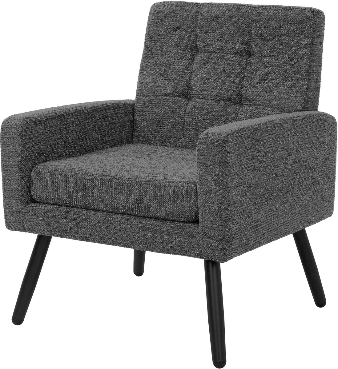 ML-Design | Fauteuil met armleuningen 66,5 x 80 x 63,5 cm, stalen frame/geweven structuur, antraciet, relaxfauteuil, leesfauteuil, gestoffeerde fauteuil, tv-fauteuil voor de woonkamer