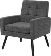ML-Design Fauteuil 66.5x80x63.5 cm antraciet, moderne loungestoel serie, comfortabele relaxstoel met armleuningen en gevlochten bekleding, robuust stalen frame met een draagvermogen tot 150 kg, luxe en stijlvolle stoffen loungestoel voor uw woonkamer