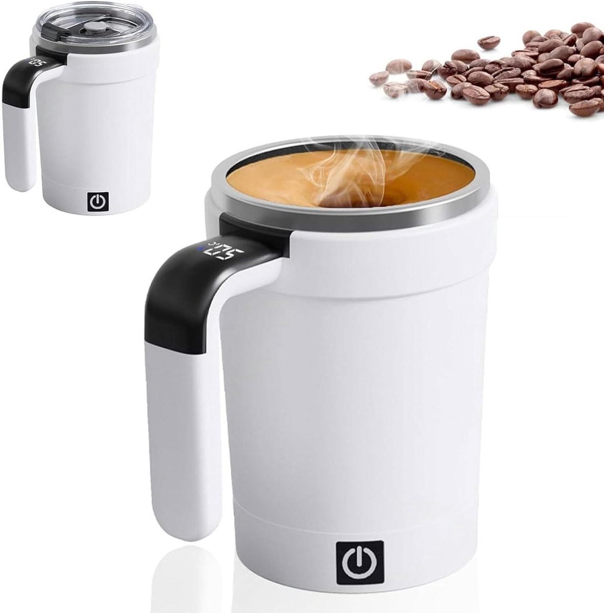 Automatisch Roerende Mok - Mixer Mok Oplaadbaar - Dranken Mengen - Temperatuur Monitoring - 380 ml - Wit