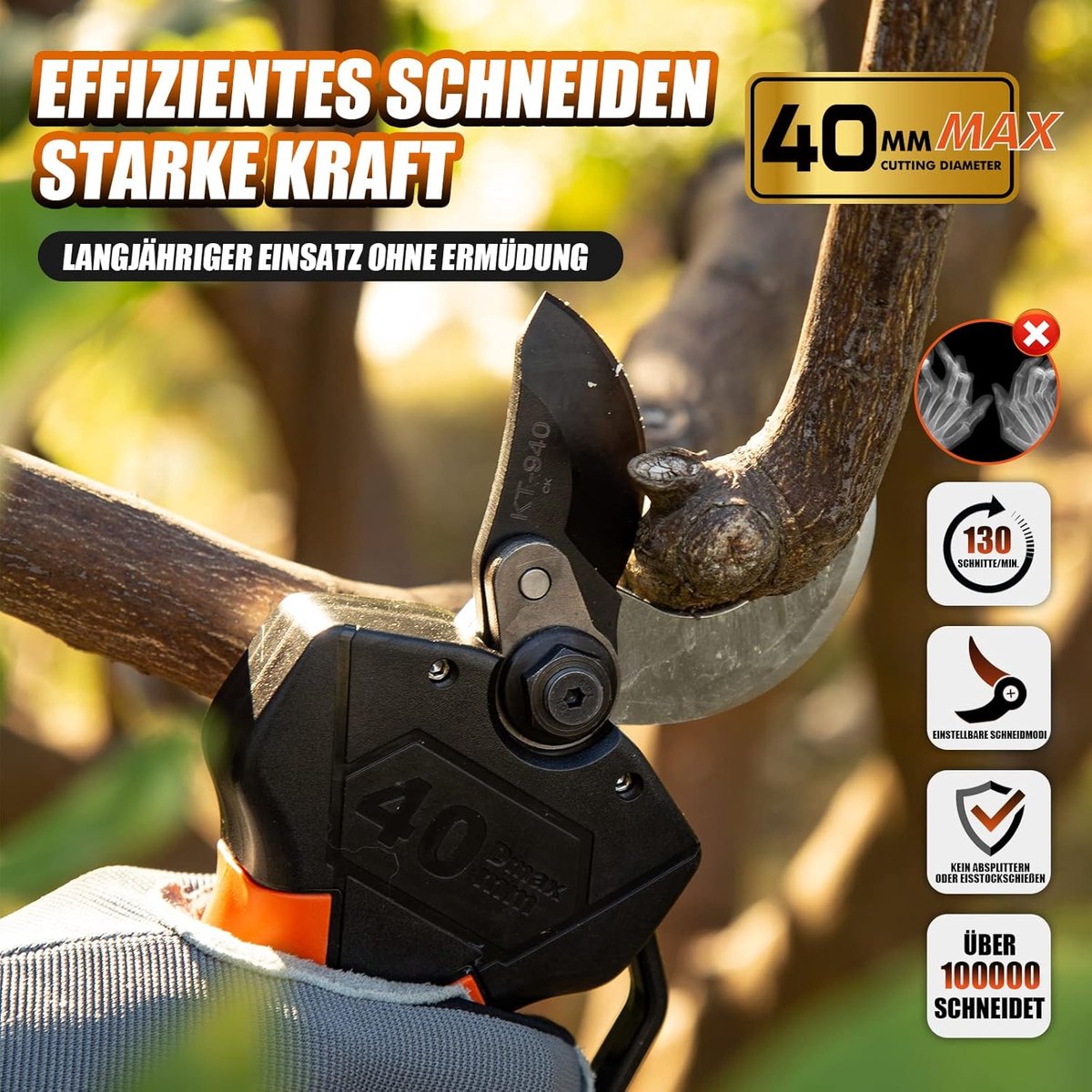 SnelShoppen - Elektrische Snoeischaar 40MM - Accu Snoeischaar - Ergonomisch Ontwerp - Lichtgewicht en Compact - Veiligheidsfunctie - Tuin Gereedschap