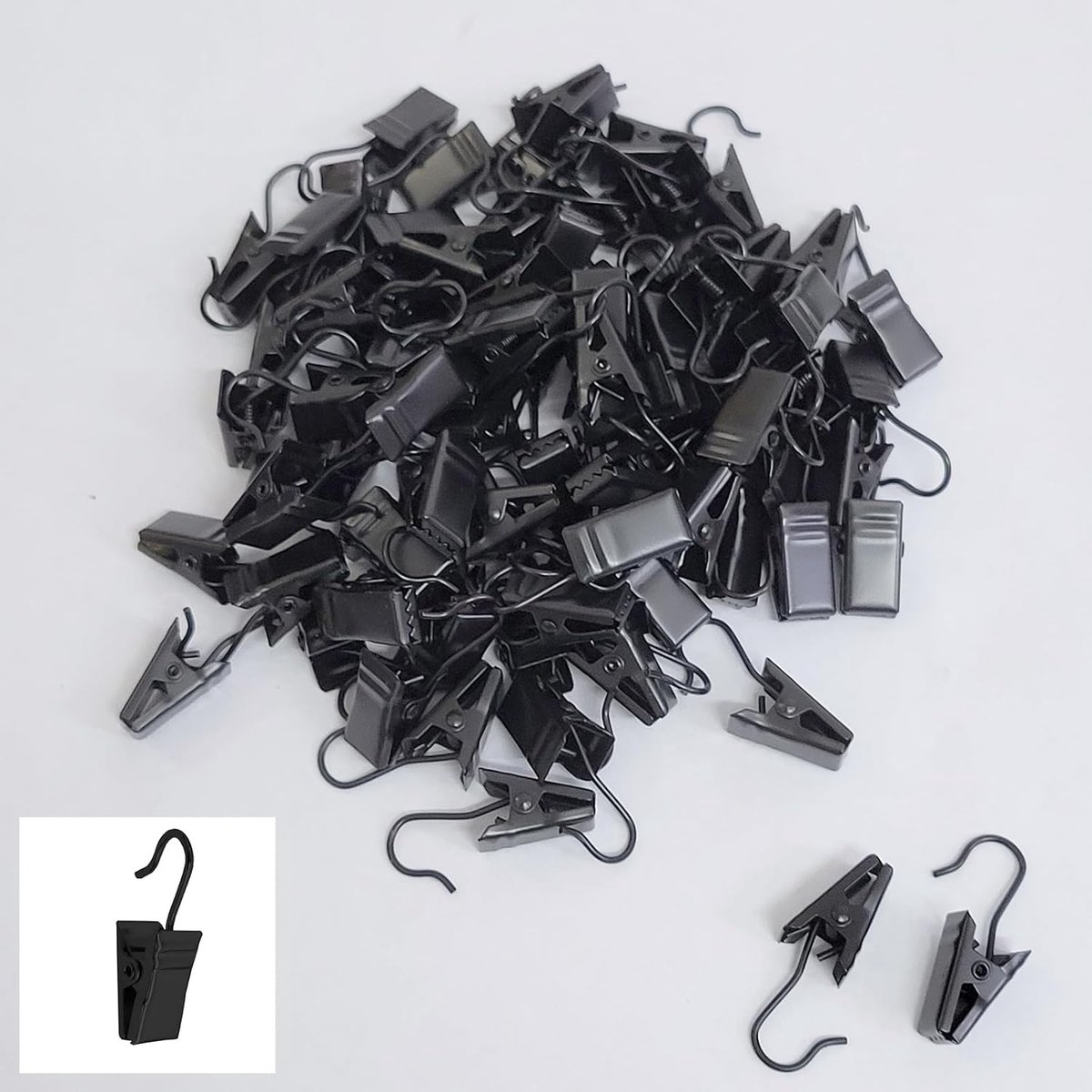 SnelShoppen - Young Wolf 200x Mini Licht Clips voor Gasten Haken voor het Ophangen van Buiten Sfeerverlichting, Zwart, Hoogwaardige Materialen, Eenvou