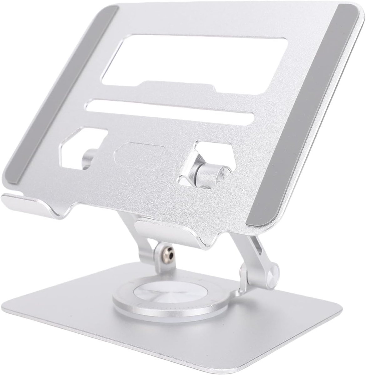 SnelShoppen - Verstelbare Tablet Stand Vouwbare Tablet Stand 360° Rotatie Aluminium Basis voor 5.8 tot 12.9 Inch Tablets en E-readers (Zilver)