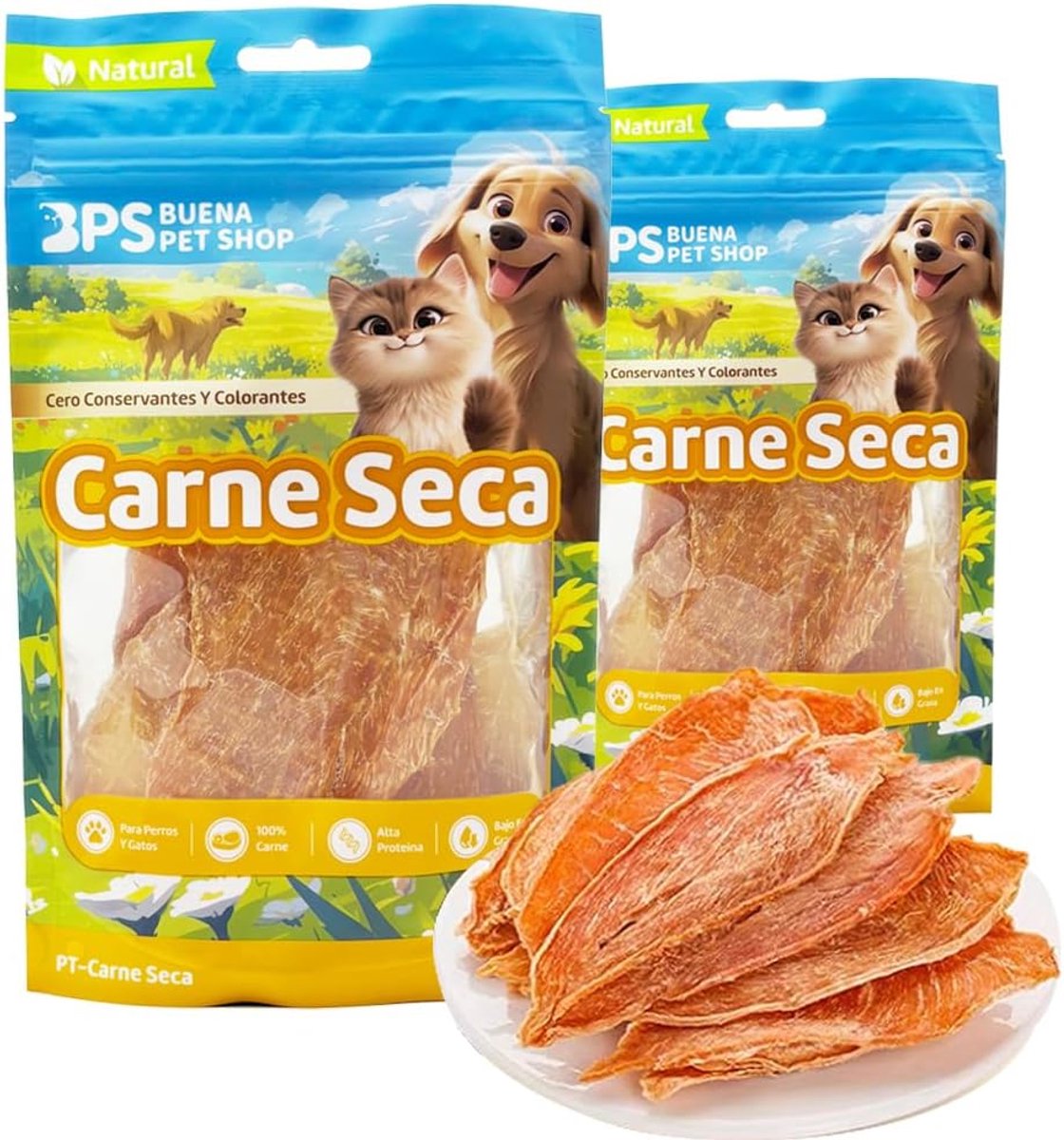 SnelShoppen - 100% Natuurlijke Snacks voor Honden en Katten, 2 Stuks Droog Kippenvlees, Rijk aan Eiwitten, Laag in Vet, Geen Additieven, Gezonde Huisd