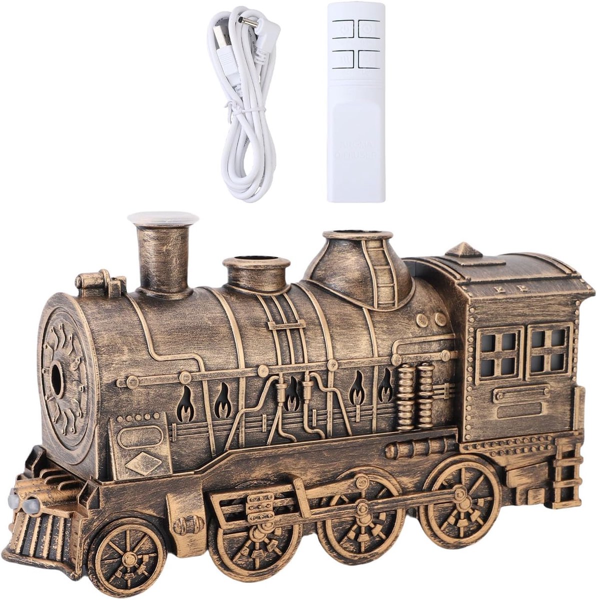 SnelShoppen - Aromatherapie Diffuser Vintage Stoomtrein 300ML - Stil en Effectief - Decoratieve Luchtbevochtiger voor Slaapkamer, Kantoor en Thuis