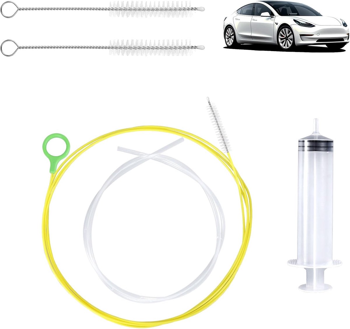 SnelShoppen - BOXOB Dakafvoer Ontstopper, 230cm Zachte Lange Pijp Cleaner met Spray Slang en Borstelset voor Auto Dakafvoeren