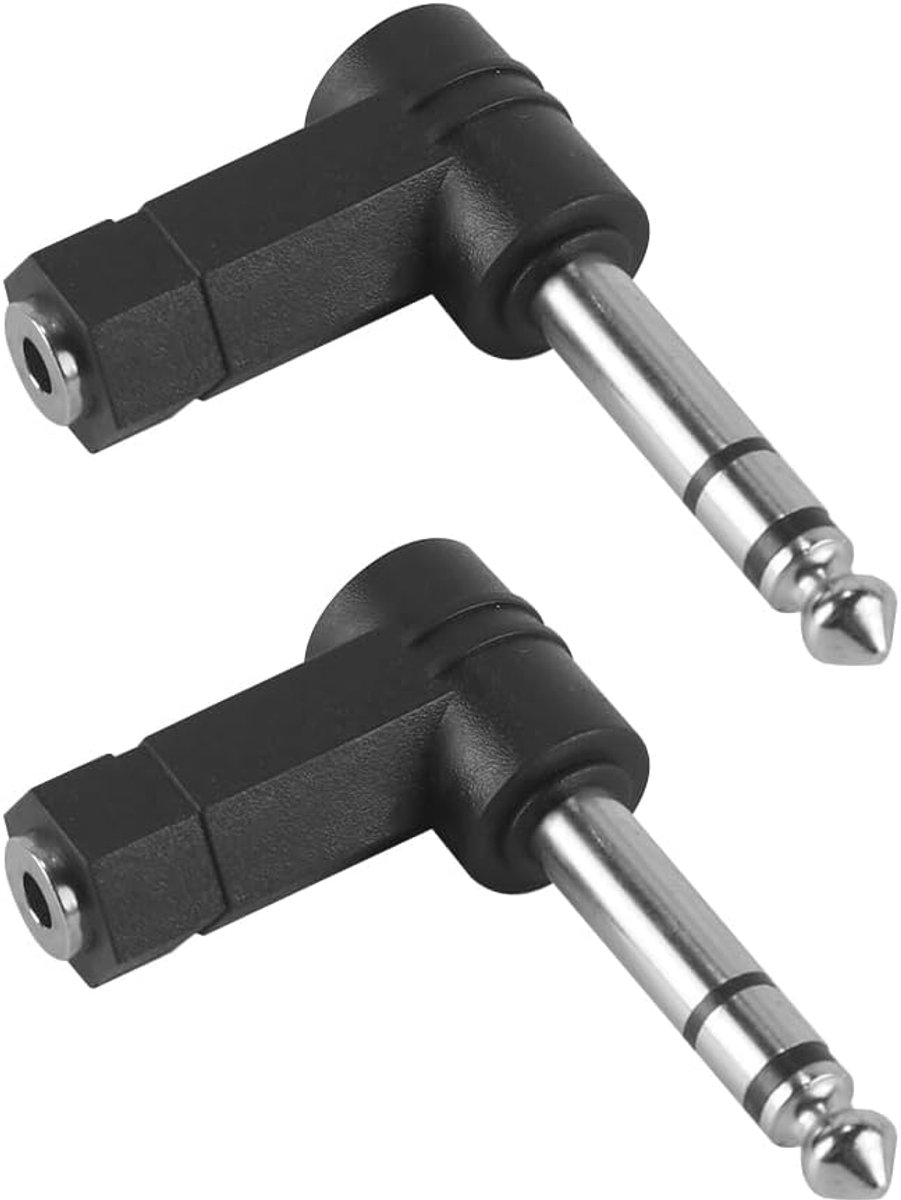 SnelShoppen - 6.3mm naar 3.5mm adapter 90 graden stereo microfoonadapter drie-kern dual channel voor audioapparatuur