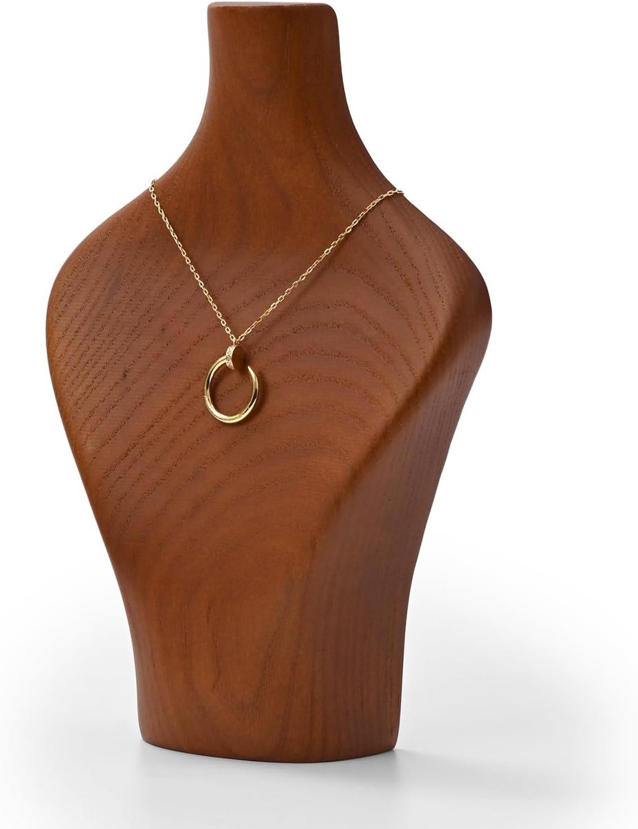 SnelShoppen - Oirlv Houten Kettinghouder voor Sieraden, Juweelstandaard, Sieradenrek 20,5 cm Hoog, Ideaal voor Kleine Kettingen en Hangers