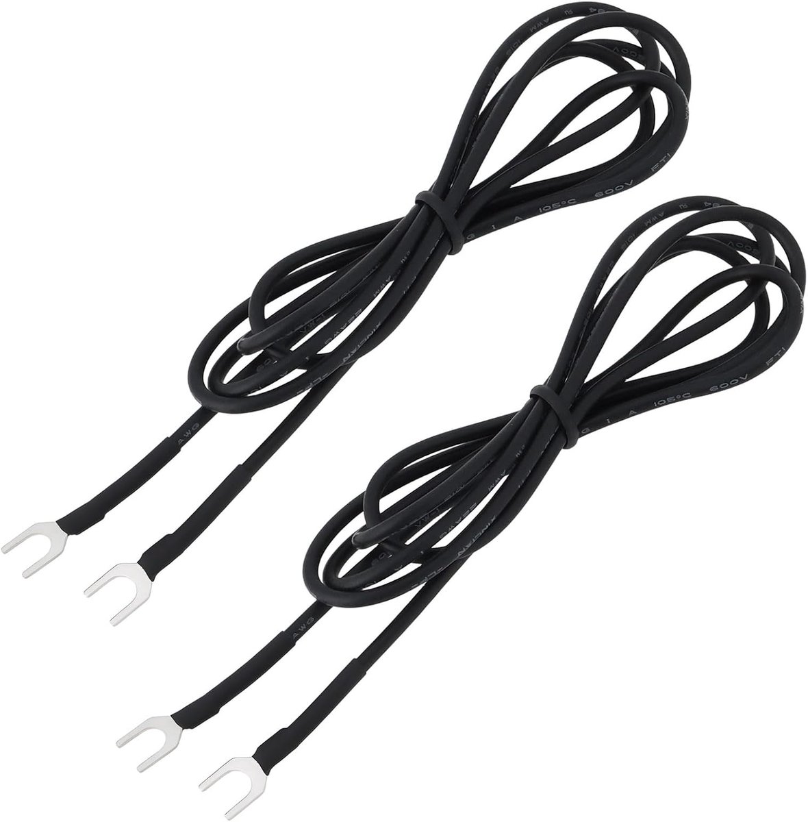 SnelShoppen - 2 Stuks 1M Aarddraad voor Draaitafels met 5mm Vorkterminals 22AWG Draad - Geluidsisolatie voor Vinylplaten - Eenvoudige Installatie