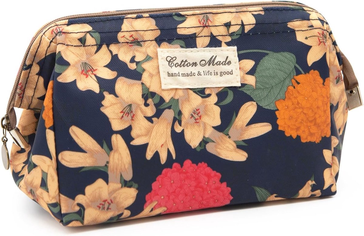 Make-up tas met bloemen - Grote cosmetica organizer voor vrouwen, waterdicht en ideaal voor toilettassen en schoonmaakaccessoires
