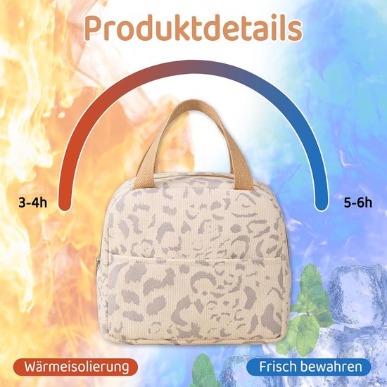 Mini-koeltas, klein, 6 l, lunchtas voor dames en heren, isolatietas, houdt warm en koud, draagbare lunchtas voor werk, lunch, school, kantoor, camping of reizen (beige) van MINI — afbeelding 4